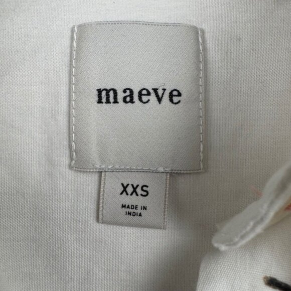 Maeve Anthropologie White Button Down Poplin Tunic Dress Butterfly Print XXS - Picture 3 of 10